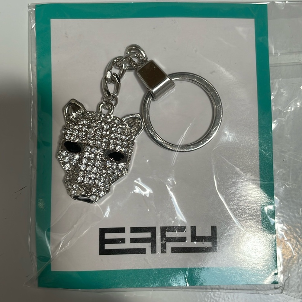 Effy Silver tone Panther Rhinestone Crystal Keychain. Brand new in package.